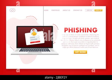 Internet-Phishing, gehackte Anmeldedaten und Passwort. Vektorgrafik Stock Vektor