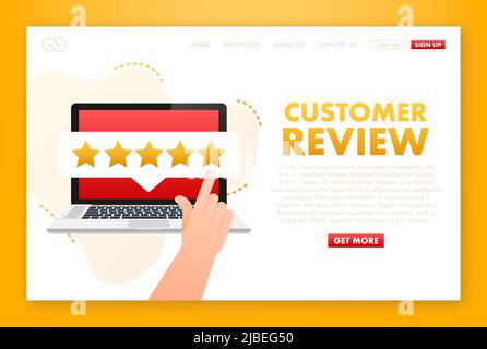 Kundenbewertungen, Usability Evaluation, Feedback, Rating System isometrisches Konzept. Vektorgrafik Stock Vektor