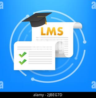 Flache Webvorlage mit lms für die Konzepterstellung. Konzept des Lernmanagementsystems Stock Vektor