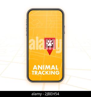 Tier Tracking Position Pin, tolles Design für jeden Zweck. Tierdruck Stock Vektor