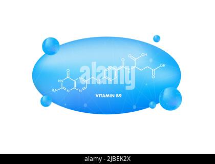 Vitamin-B9-Formel. Strukturformel von Vitamin B9 Stock Vektor