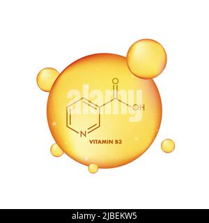 Vitamin-B3-Formel. Vektor-isolierte Illustration. Designelement Stock Vektor