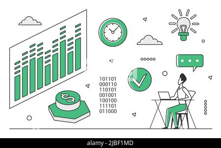 Digitaler Währungsmarkt. Trading Stock Platform, Crypto Forecasting, Online-Wallet Vektor monocolor Illustration Stock Vektor