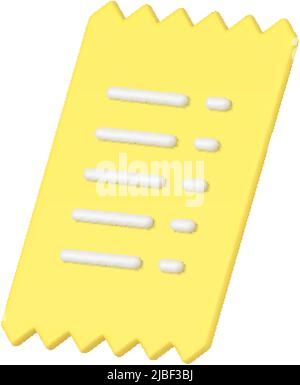 Diagonal platziert glänzend minimalistisch zerlumpt Gehaltsscheck finanzielle Zahlung legal Dokument isometrisch realistisch 3D Symbol Vorlage Vektor Illustration. Zahlungsscheck Stock Vektor