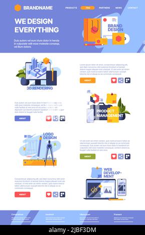 Webdesign. Kreativer Rahmen für Künstler Fotografen mockup Design-Projekt mit Platz für Text-Header-Layout grellen Vektor-Vorlagen Stock Vektor