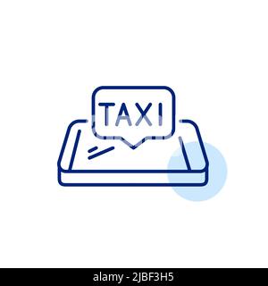 Benachrichtigung über Taxianmietung auf einem isometrischen Smartphone. Pixel-perfektes, bearbeitbares Strichliniensymbol Stock Vektor
