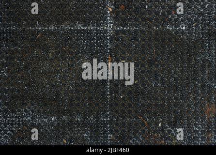 Grunge Hintergrund Rahmen Teppich bunte Geometrie Kunststoff Teppich textile Textur alt abstrakt schmutzig Stockfoto
