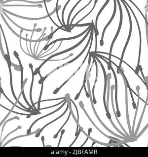 Dandelion im abstrakten Stil auf weichem Hintergrund. Nahtloses Muster in abstraktem Dessin. Vintage-Dandelion, tolles Design für jeden Zweck. Stock Vektor