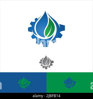 Tröpfchen mit Zahnrad und Blatt für Ihr Unternehmen. Vektorgrafik EPS.8 EPS.10 Stock Vektor