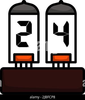 Leuchtsymbol Für Elektrische Ziffern. Editierbare Fett Formatigte Kontur Mit Farbfüllungsdesign. Vektorgrafik. Stock Vektor