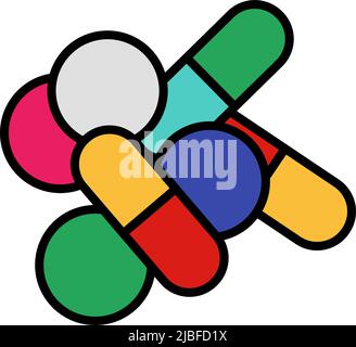 Symbol „Pille Und Tabs“. Editierbare Fett Formatigte Kontur Mit Farbfüllungsdesign. Vektorgrafik. Stock Vektor