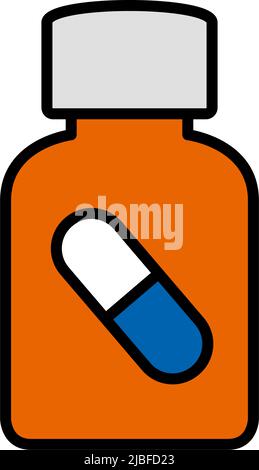 Symbol „Tablettenflasche“. Editierbare Fett Formatigte Kontur Mit Farbfüllungsdesign. Vektorgrafik. Stock Vektor