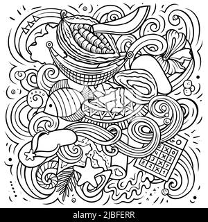 Dominikanische Republik handgezeichnete Cartoon Doodle Illustration. Komisches lokales Design. Stock Vektor