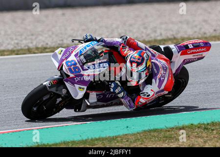 Jorge Martin aus Spanien von Prima Pramac Racing mit Ducati während des MotoGP Gran Premii Monster Energy de Catalunya auf dem Circuit de Barcelona-Catalunya Stockfoto