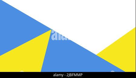 Bild der Unterstützung ukraine Text über blauen und gelben Formen Stockfoto