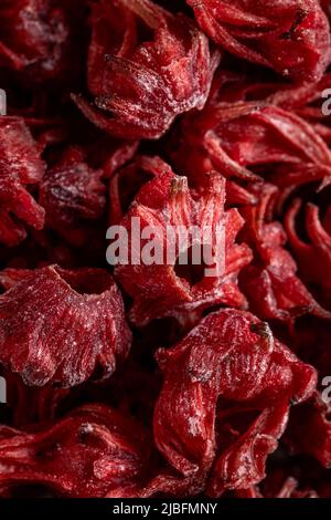 Nahaufnahme der trockenen Hibiskusblüten von oben Stockfoto