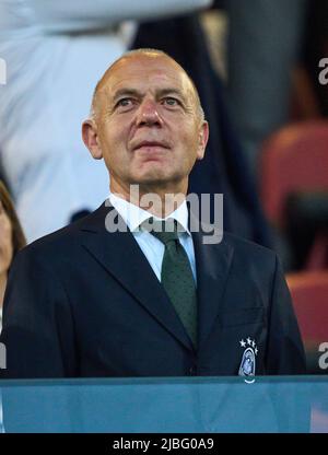 Bernd Neuendorf, DFB-Präsident Deutscher Fußballverband, beim Spiel der UEFA Nations League 2022 ITALIEN - DEUTSCHLAND 1-1 in der Saison 2022/2023 am 04. Juni 2022 in Bologna, Italien. © Peter Schatz / Alamy Live News Stockfoto