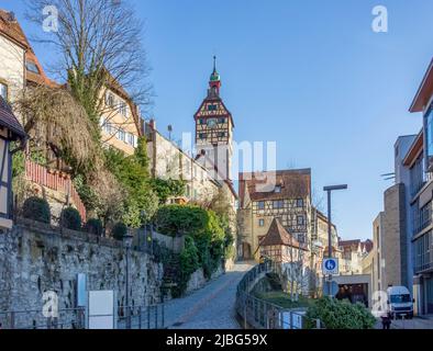 Eindruck von Schwäbisch Hall, einer Stadt in Süddeutschland Stockfoto