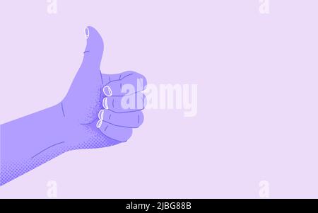 Hand zeigt Symbol in Ordnung oder in Ordnung. Geste des Daumens nach oben. Wie Positiv. Vektorgrafik Stock Vektor