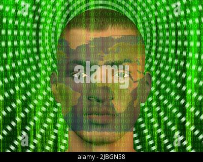 World Man Binary Streaming. 3D Rendern Stockfoto