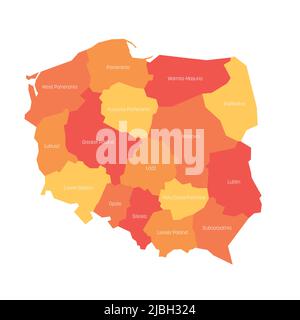 Polen - Verwaltungskarte der Woiwodschaften Stock Vektor