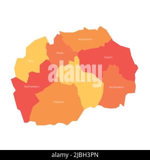 Nord-Mazedonien - administrative Karte der Regionen Stock Vektor