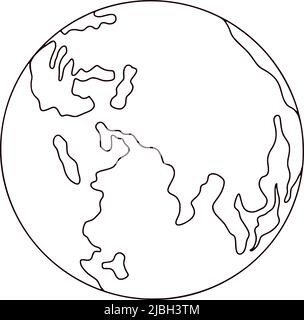 Planet Erde eingraviert isoliert auf weißem Hintergrund. Vintage Sphäre der Welt im handgezeichneten Stil. Liner skizzieren Erde. Vektor-Design für Poster, Print, Stock Vektor