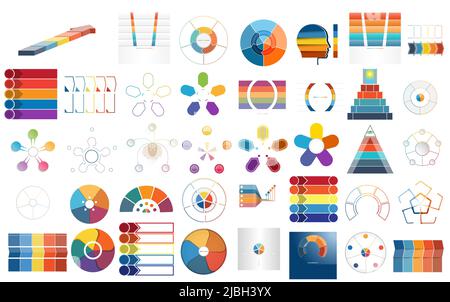 Mega Set von Infografiken.Vorlagen 5 Positionen Stockfoto