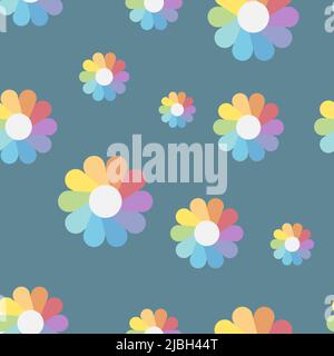 Nahtloses Muster mit Blume mit farbigen Blütenblättern Stockfoto
