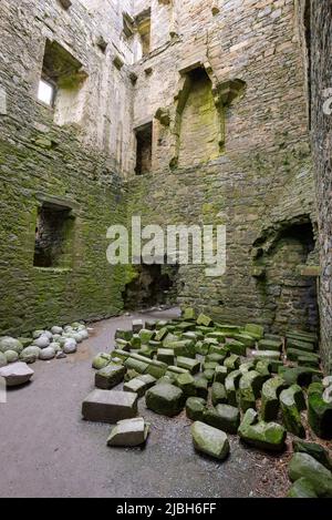 Zerstörte Turm in Harlech Castle, Gwynedd, Nordwales. Stockfoto