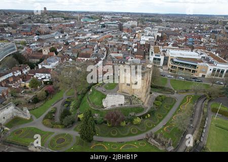 Guildford Castle Surrey UK Drohne Luftaufnahme Stockfoto