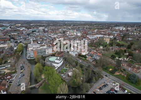 Guildford Stadtzentrum Surrey UK Drohne Luftaufnahme Stockfoto