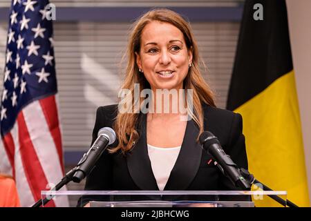 Ilham Kadri, CEO von Solvay, wurde während eines Besuchs im neuen Anwendungsentwicklungslabor von Solvay in Alpharetta, USA, während einer belgischen Wirtschaftsmission in den Vereinigten Staaten von Amerika am Sonntag, 05. Juni 2022 in Atlanta abgebildet. Eine Delegation mit der Prinzessin und verschiedenen Ministern wird Atlanta, New York und Boston vom 4.. Bis 12.. Juni besuchen. BELGA FOTO LAURIE DIEFFEMBACQ Stockfoto