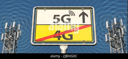 Erweiterung der 5G Netzwerkinfrastruktur Stockfoto