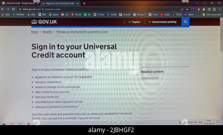 Glasgow, Schottland, Großbritannien 6.. Juni 2022. Konzeptionelle Darstellung der aktuellen News-Geschichte Universal Credit Kläger, £650 im Laufe des Sommers zu bekommen. Credit Gerard Ferry/Alamy Live News Stockfoto