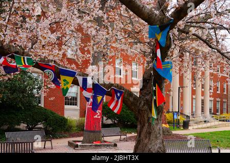 WASHINGTON, DC -26 MAR 2022- Blick auf den College-Campus der Howard University (HU) in Washington, DC, das berühmteste historisch Schwarze College und UN Stockfoto