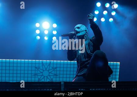 Moline, USA. 05.. Juni 2022. Corey Taylor von Slipknot während der Knotfest Roadshow am 5. Juni 2022 im Taxslayer Center in Moline, Illinois (Foto von Daniel DeSlover/Sipa USA) Quelle: SIPA USA/Alamy Live News Stockfoto