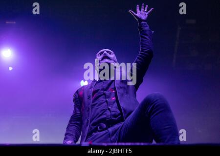 Moline, USA. 05.. Juni 2022. Corey Taylor von Slipknot während der Knotfest Roadshow am 5. Juni 2022 im Taxslayer Center in Moline, Illinois (Foto von Daniel DeSlover/Sipa USA) Quelle: SIPA USA/Alamy Live News Stockfoto