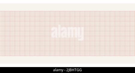 Rotes, leeres ekg-Papier. Nahtloses Musterpapier für die Aufzeichnung der Herzfrequenz. Millimeterdiagramm-Vektorraster. Medizinisches Vektordesign für Krankenhausseite Stock Vektor