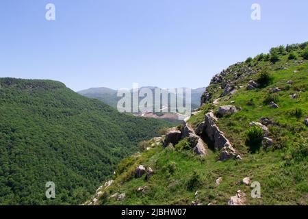 Der Topkhana-Wald in der Nähe der Stadt Shusha. Schöne Natur von Aserbaidschan. Berg-Karabach. Stockfoto