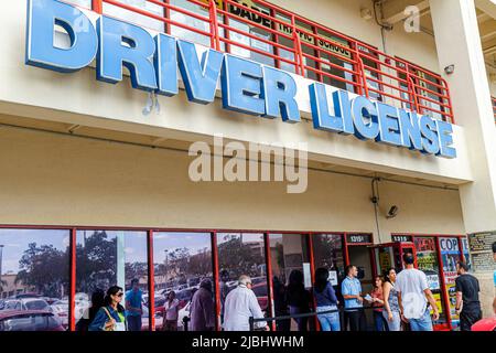 Miami Florida, Department of Highway Safety & Motor Vehicles, Driver License Service Center, Center Renewal Hispanic men Women vor dem Außeneingang Stockfoto