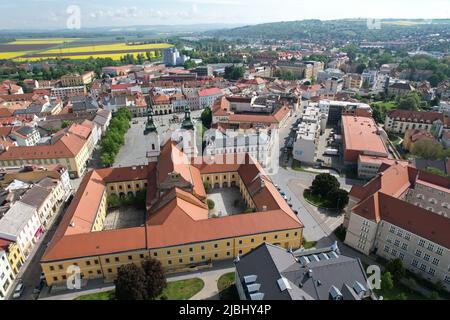 Historische Stadt Uherske Hradiste Tschechische republik, Europa, landschaftlich reizvolle Panoramaaussicht aus der Luft Stockfoto