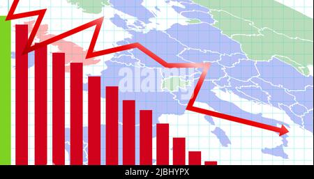 Bild der Datenverarbeitung auf Weltkarte Stockfoto