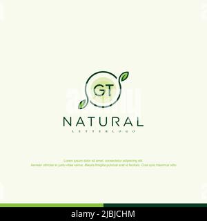 GT Initial Natural Logo Template Vektor Stock Vektor