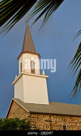 Die Mokuaikaua Kirche (1820) ist die älteste christliche Kirche auf den Hawaii-Inseln, Kailua-Kona, Hawaii, USA Stockfoto