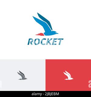 Schnell Schnell Rakete Möwe Vogel Fliegen Transport Logo Stock Vektor