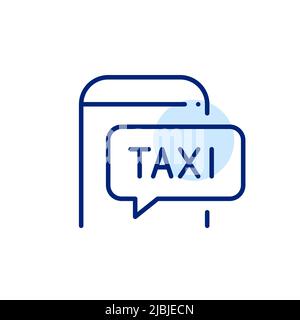 Handy-App für die Anmietung eines Taxis. Pixel-perfektes, bearbeitbares Strichliniensymbol Stock Vektor