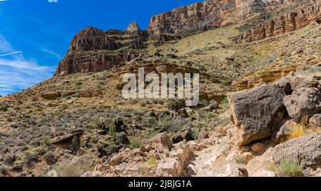 Der South Kaibab Trail unterhalb des Tip Off, Grand Canyon National Park, Arizona, USA Stockfoto