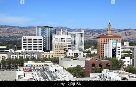 Editorial San Jose, Kalifornien 23.. Mai 2022- Blick auf die Gebäude in der Innenstadt Stockfoto