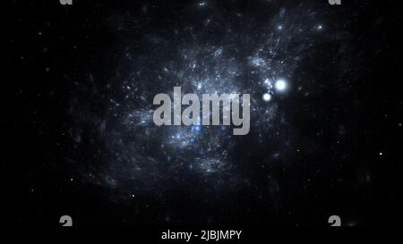 Kosmischer Hintergrund von Sternen und Galaxien. Ein dunkles, unendliches Universum mit leuchtenden Sternen und Sternbildern. Sternraum. Stardust-Nebel. 3D Rendern Stockfoto